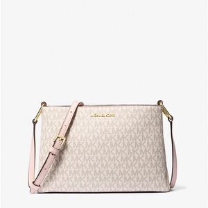 NWT MK Signature Canvas Pattern Crossbody; Pink & Gold